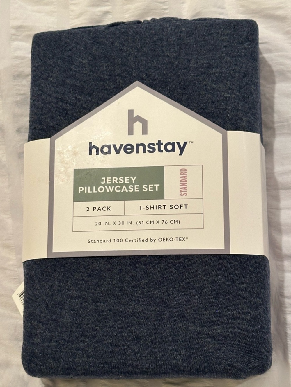 💥 $5 if bundled - Jersey Pillowcase Standard Set - Navy Blue (2 Pack) HAVENSTAY